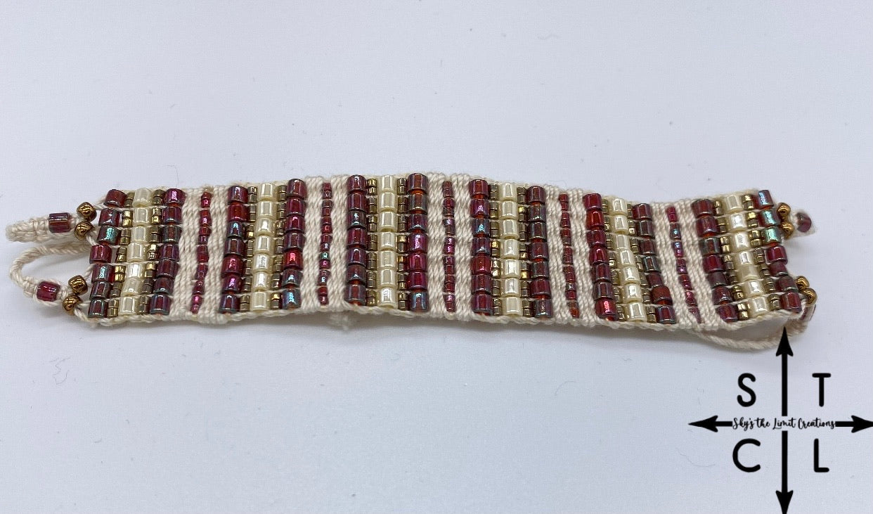 Friendship Bracelet Bone Maroon Bronze