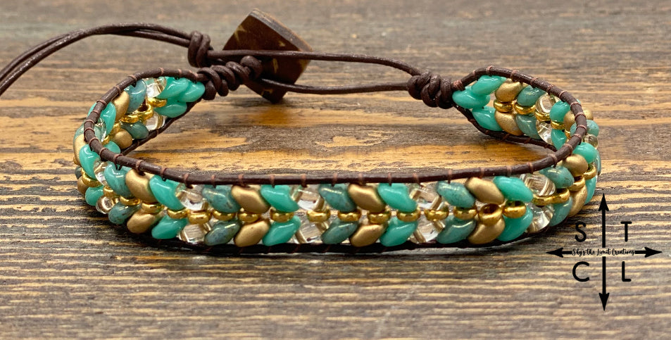 Turquoise, Clear, Bronze Christine Bracelet