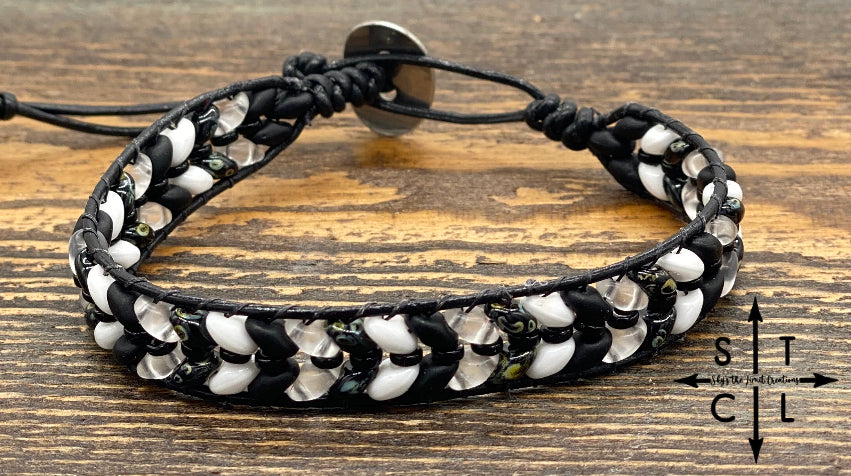 Black, Clear, White, Marbled Christine Bracelet