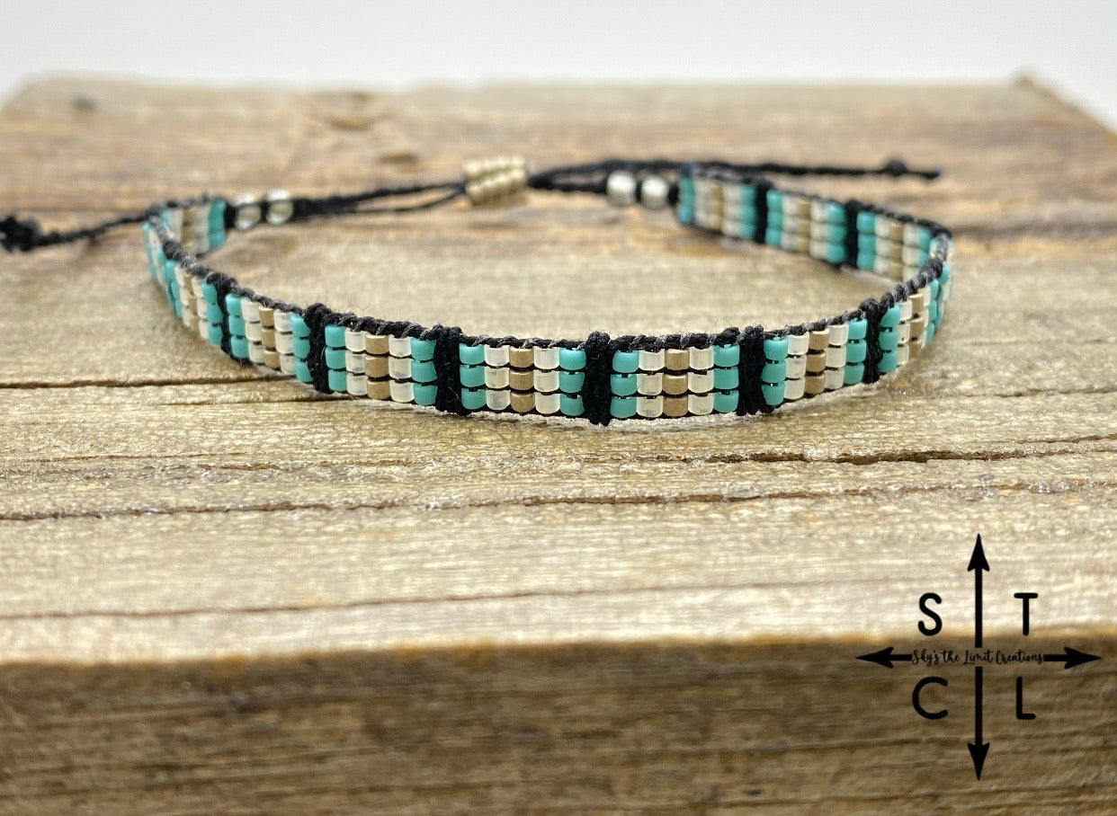 Friendship Bracelet Black Turquoise Pearl