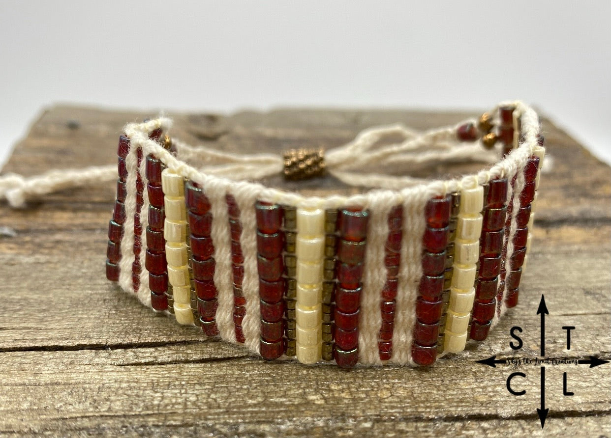 Friendship Bracelet Bone Maroon Bronze