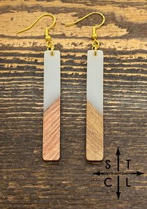 Opaque White Resin Wood Long Earrings