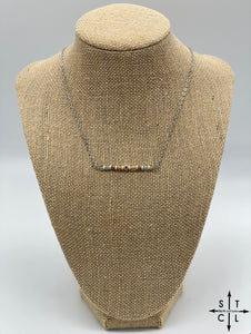 Gold Blue Grey Tan Barbara Necklace