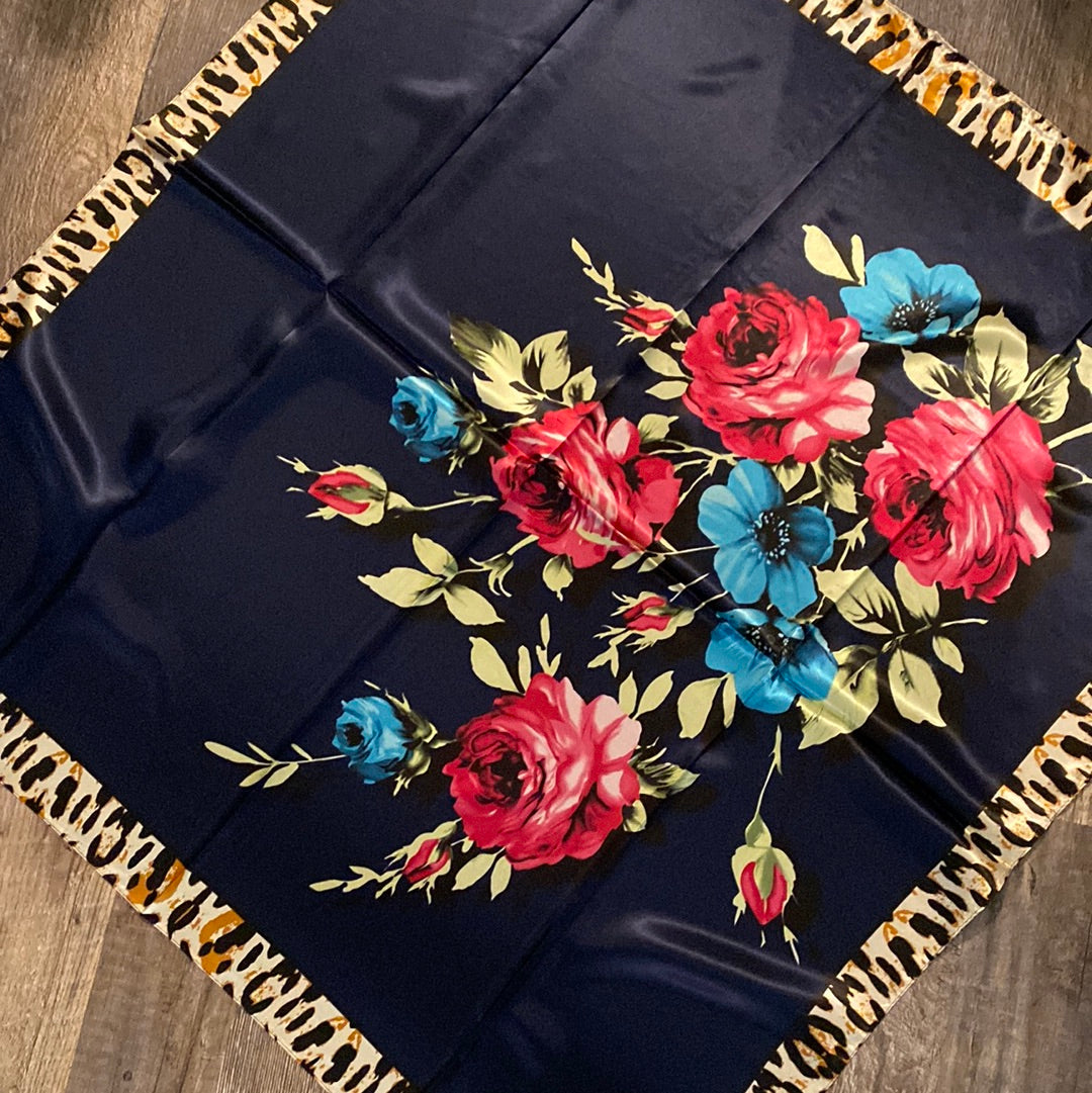 Navy Feisty Floral Wild Rag