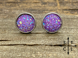 Light Purple 10mm Druzy Studs