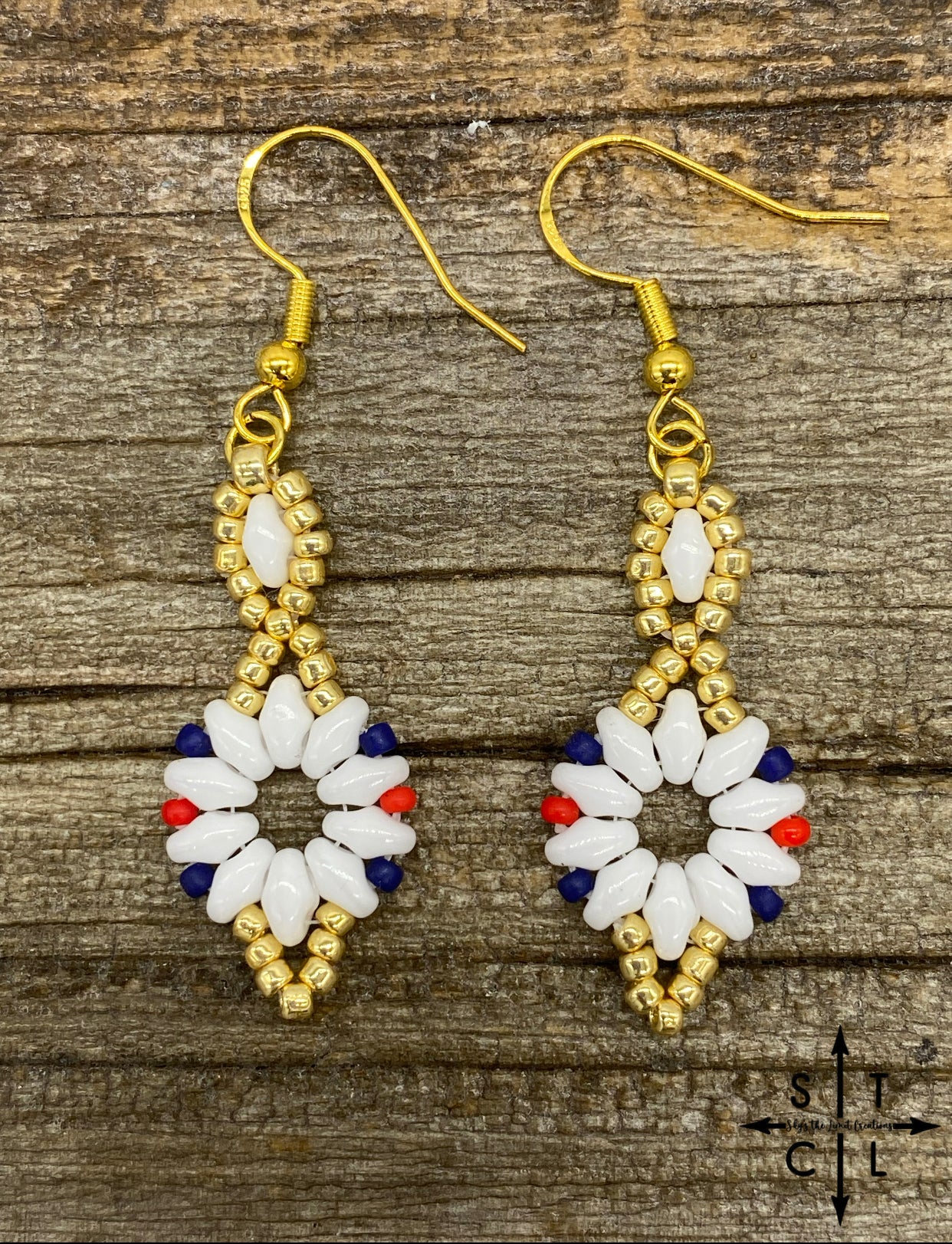 White Red Blue Dallis Earrings