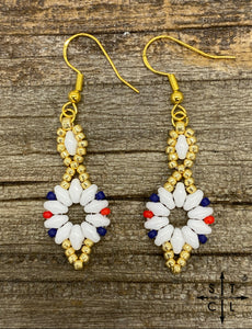 White Red Blue Dallis Earrings